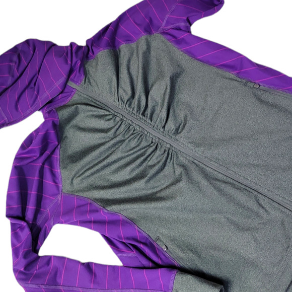 Lands End Womens Activewear Jacket Hoodie Sz Med Petite Gray and Purple - Picture 1 of 7